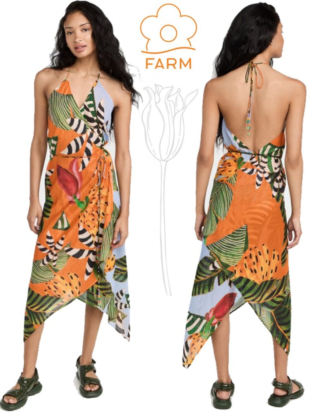 Farm Rio Striped Bananas Cover-Up Dress - Picture 1 of 14